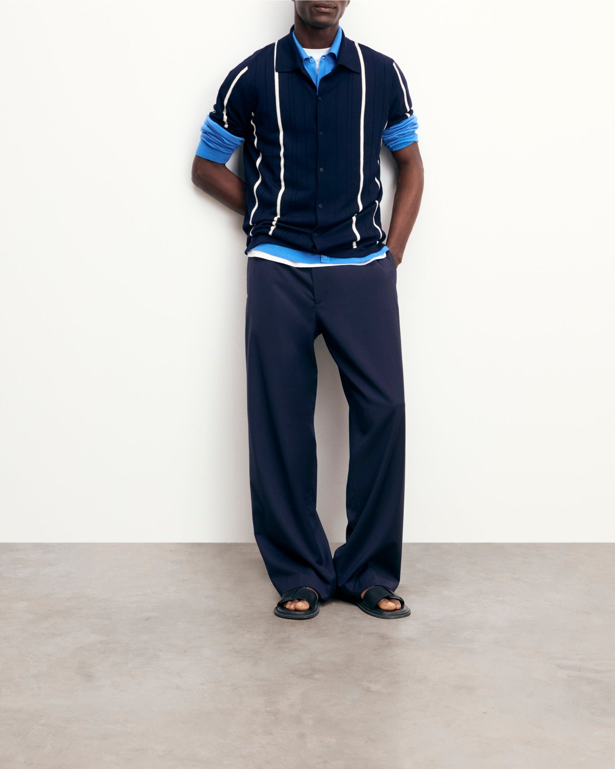 Chemise à manches courtes en laine - Navy