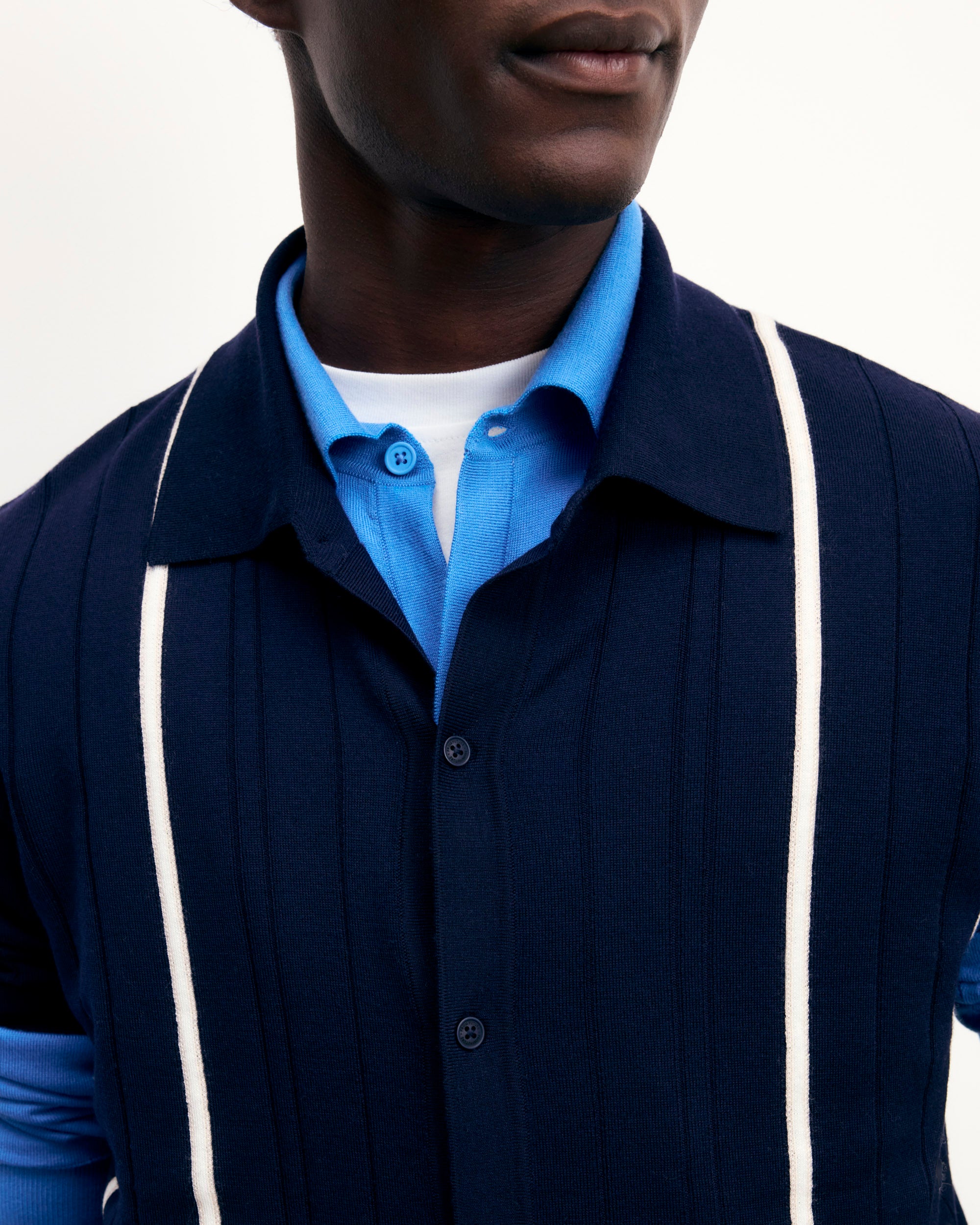Chemise à manches courtes en laine - Navy