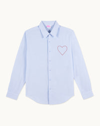 BLEU CIEL / NEW / QTY : 44 / Chemise Manches Longues Cœur Brodé - Bleu Ciel