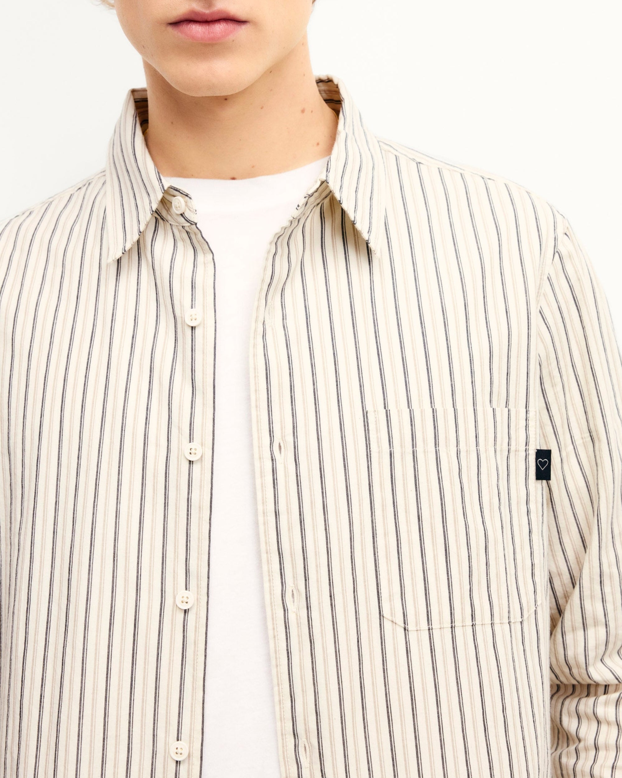 Chemise à manches longues - Multi Rayures Beige