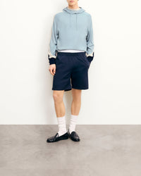 Hoodie bandes tricolores en laine - Grey Blue