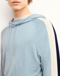 Hoodie bandes tricolores en laine - Grey Blue