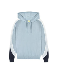 Hoodie bandes tricolores en laine - Grey Blue