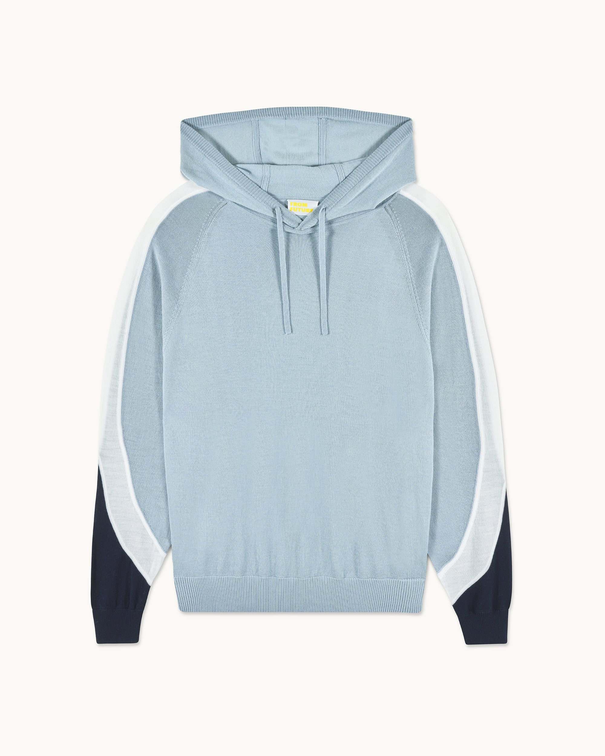 GREY BLUE / NEW / QTY : 61 / Pull Hoodie Bandes Tricolores aux Manches - Grey Blue