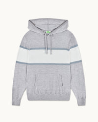 GRIS CHINE CLAIR / NEW / QTY : 61 / Pull Hoodie à Bandes - Gris Chine Clair