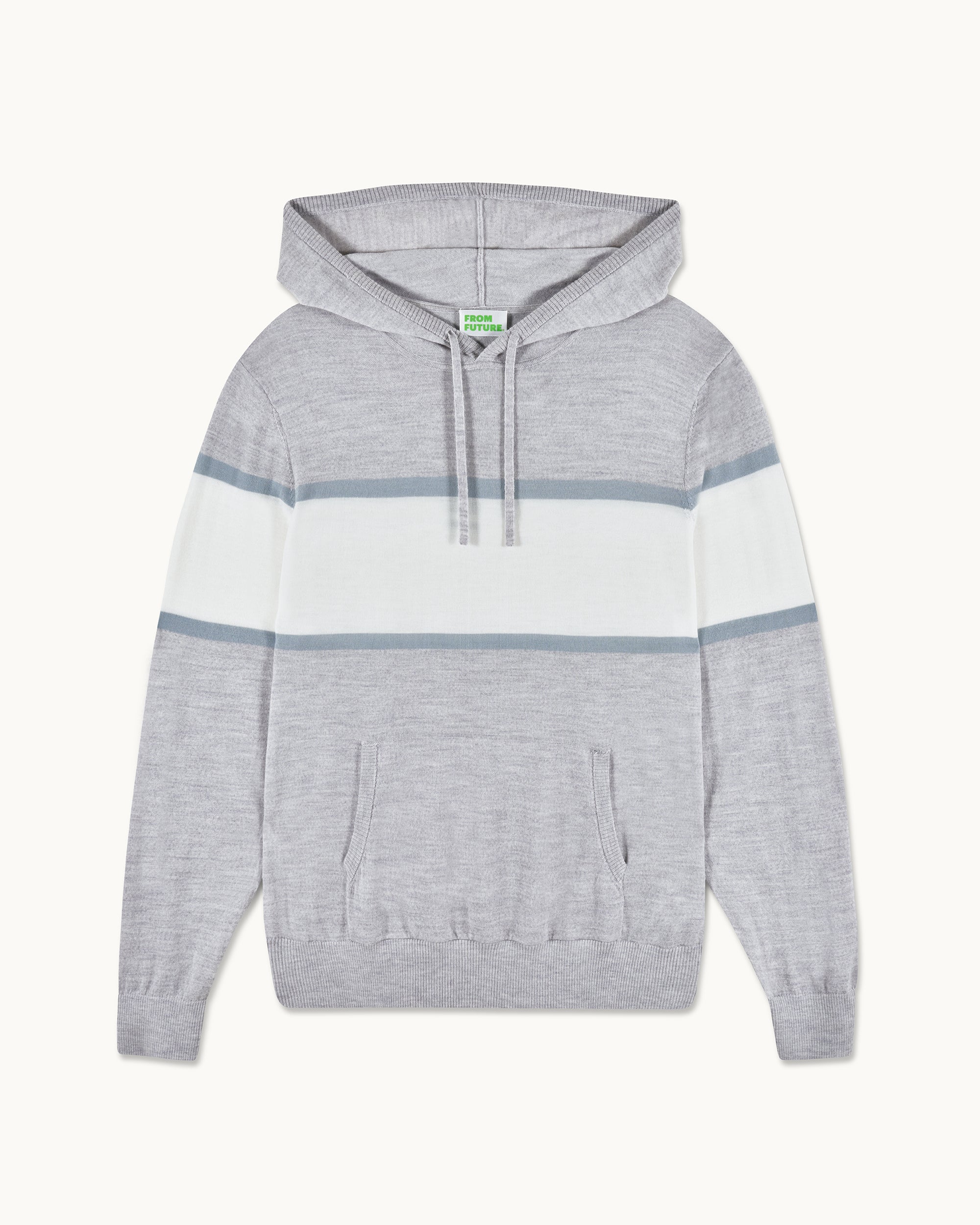 GRIS CHINE CLAIR / NEW / QTY : 61 / Pull Hoodie à Bandes - Gris Chine Clair