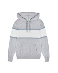 Hoodie à bandes en laine - Gris Chiné Clair