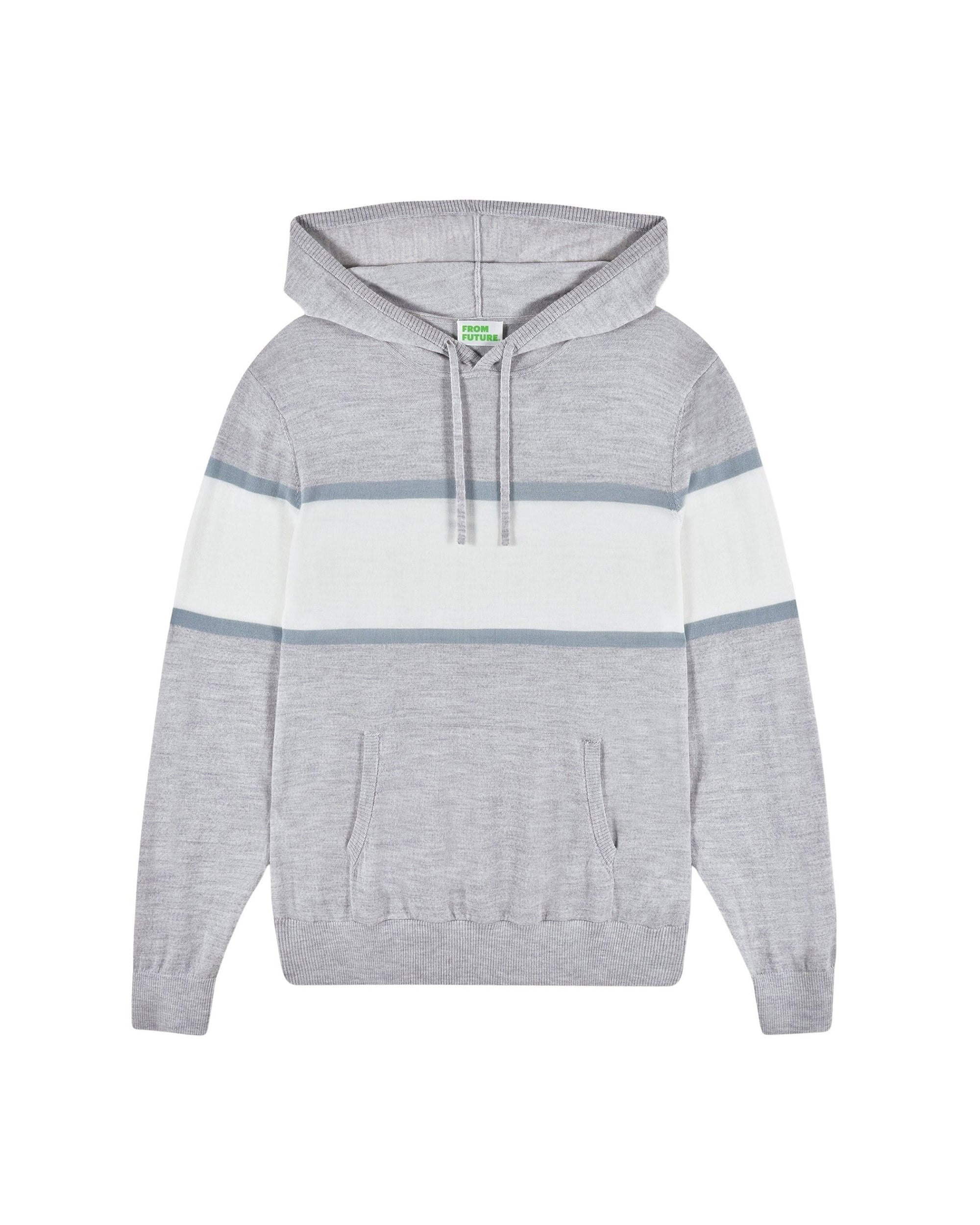 Hoodie à bandes en laine - Gris Chiné Clair
