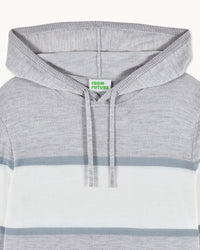 GRIS CHINE CLAIR / NEW / QTY : 61 / Pull Hoodie à Bandes - Gris Chine Clair
