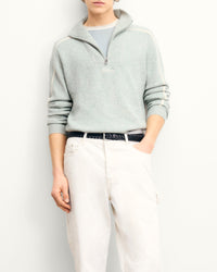 Pull à col camionneur zippé en cachemire - Storm Green