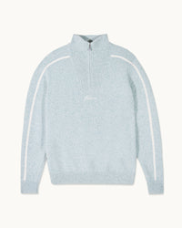 STORM GREEN MOULINE / NEW / QTY : 31 / Pull Col Camionneur Bicolore Zippé - Storm Green Mouline