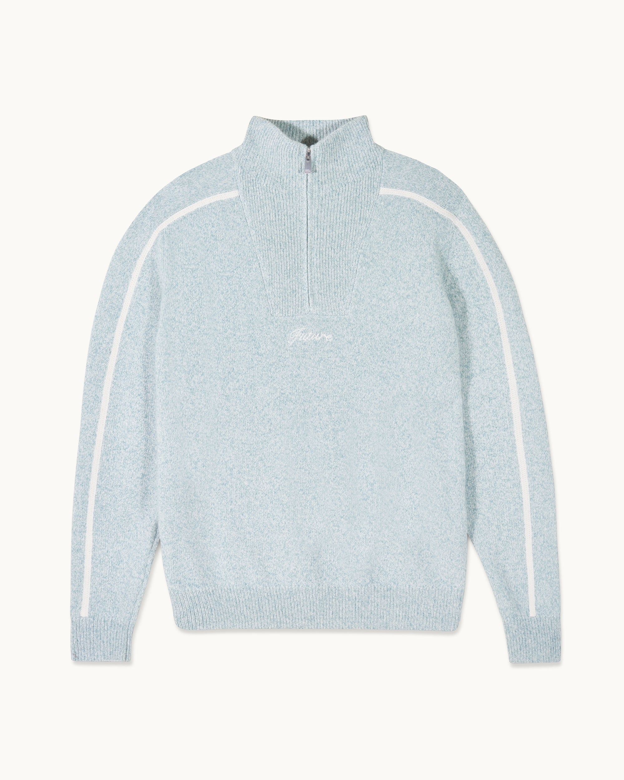 STORM GREEN MOULINE / NEW / QTY : 31 / Pull Col Camionneur Bicolore Zippé - Storm Green Mouline