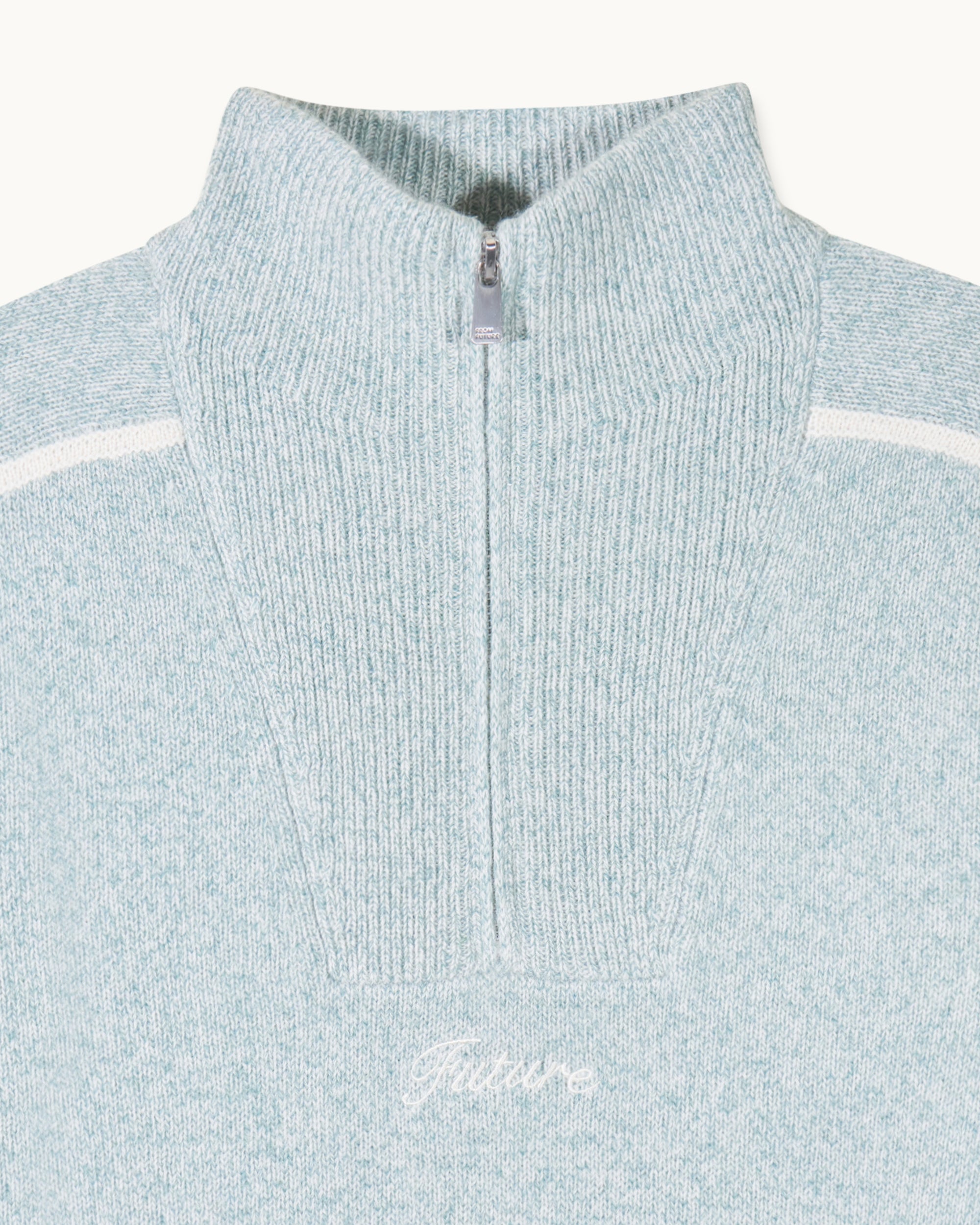 STORM GREEN MOULINE / NEW / QTY : 31 / Pull Col Camionneur Bicolore Zippé - Storm Green Mouline
