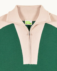 Pull à col camionneur bicolore en laine - Ocean Green