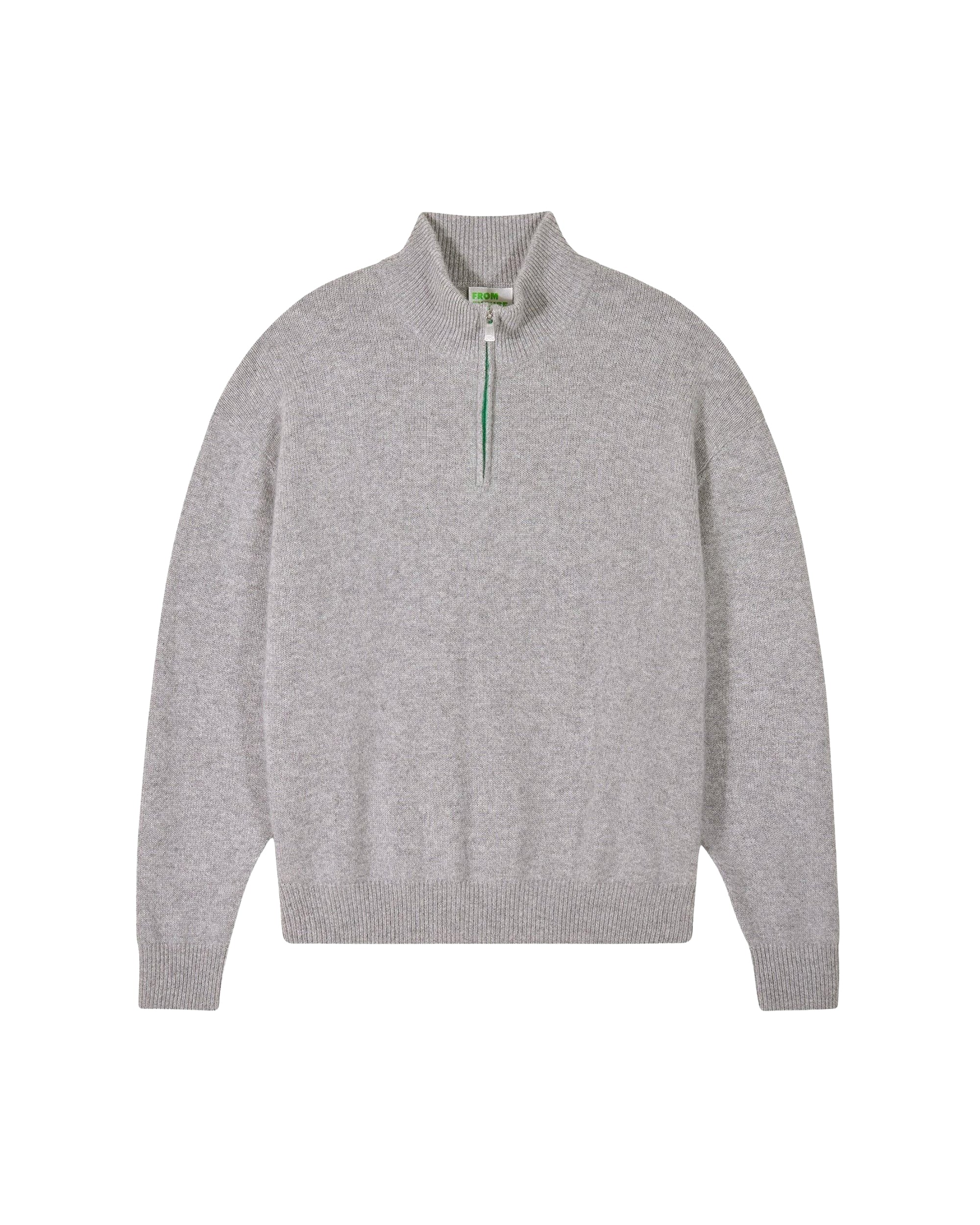 Pull à col camionneur zippé en cachemire - Gris Chiné Foncé