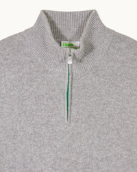 Pull à col camionneur zippé en cachemire - Gris Chiné Foncé