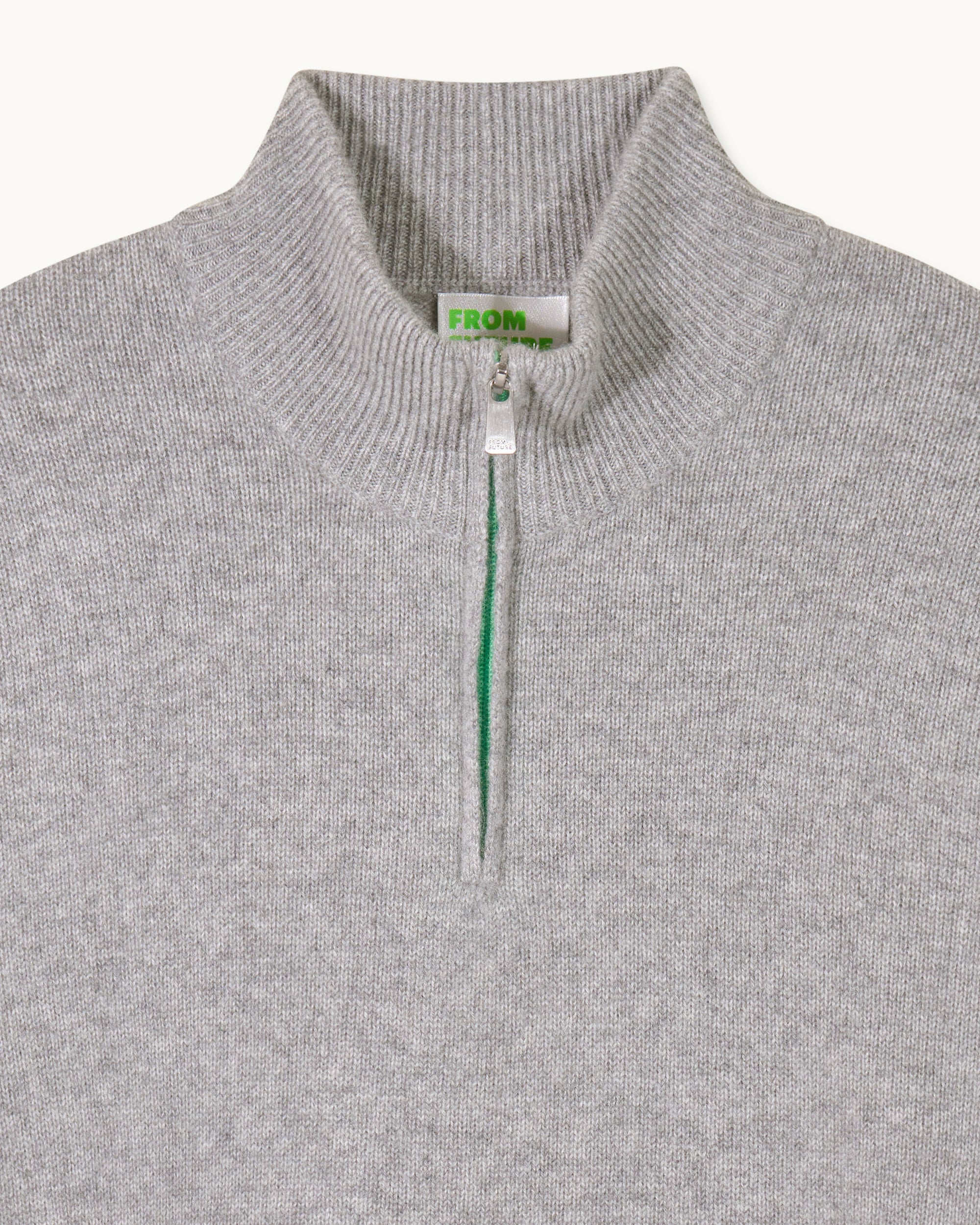 Pull à col camionneur zippé en cachemire - Gris Chiné Foncé