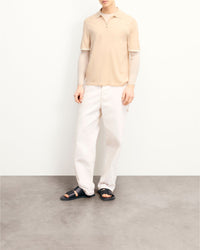 Pull à col polo zippé en laine - Light Beige