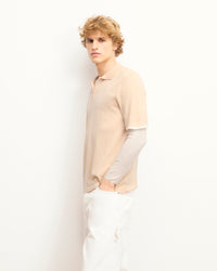 LIGHT BEIGE / NEW / QTY : 62 / Pull Col Polo Zippé - Light Beige