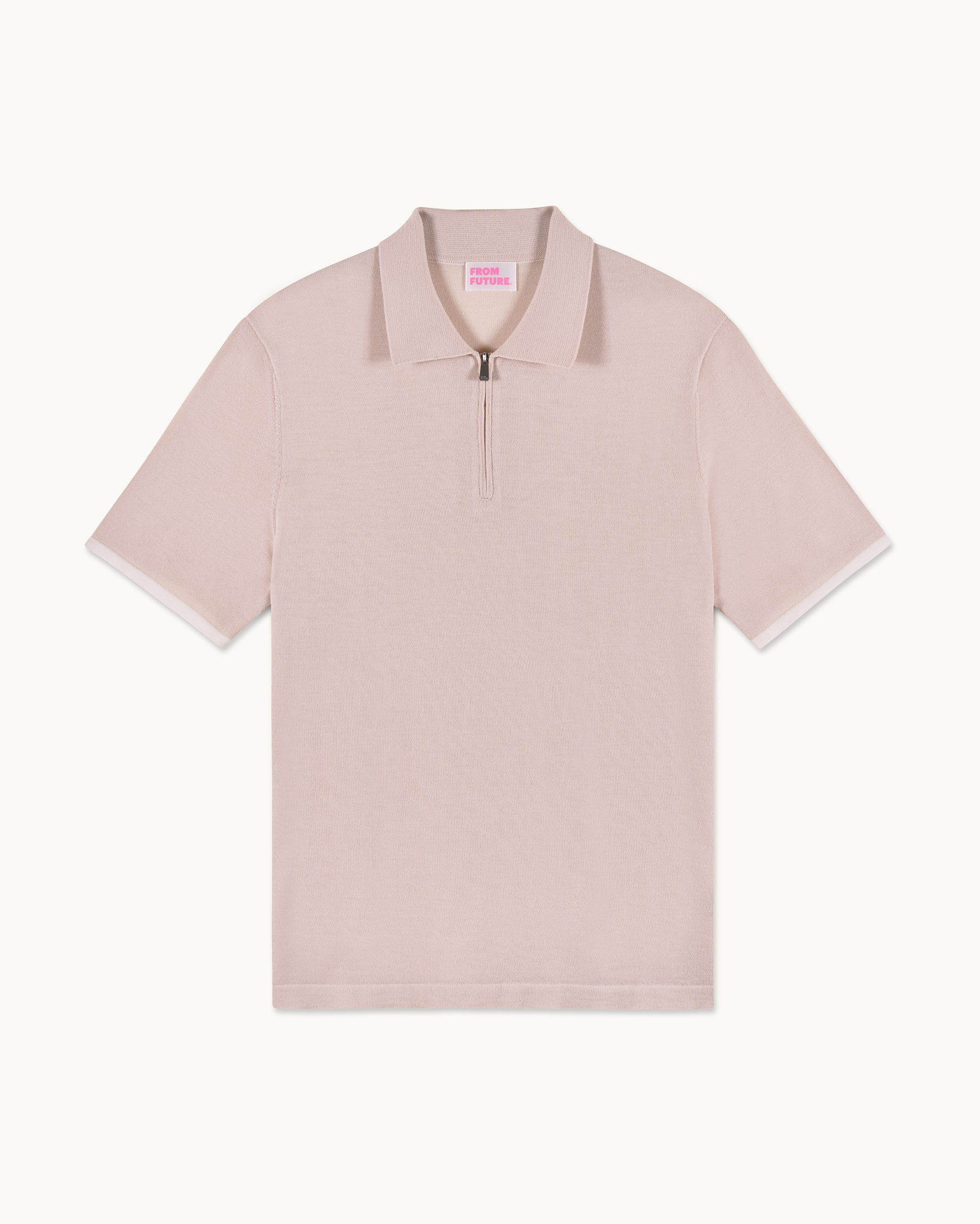 LIGHT BEIGE / NEW / QTY : 62 / Pull Col Polo Zippé - Light Beige