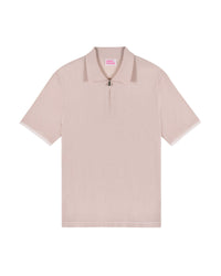 Pull à col polo zippé en laine - Light Beige