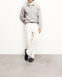 Sweatshirt à col polo - Gris Chiné Clair