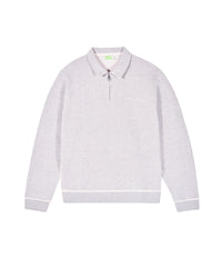 Sweatshirt à col polo - Gris Chiné Clair