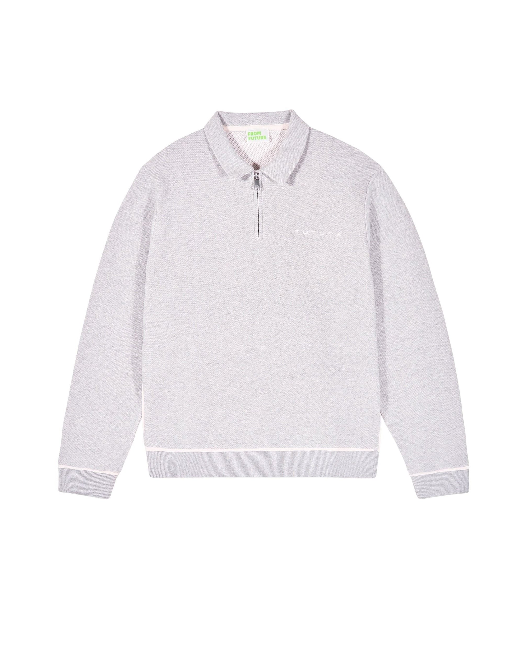Sweatshirt à col polo - Gris Chiné Clair