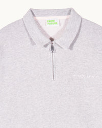 Sweatshirt à col polo - Gris Chiné Clair