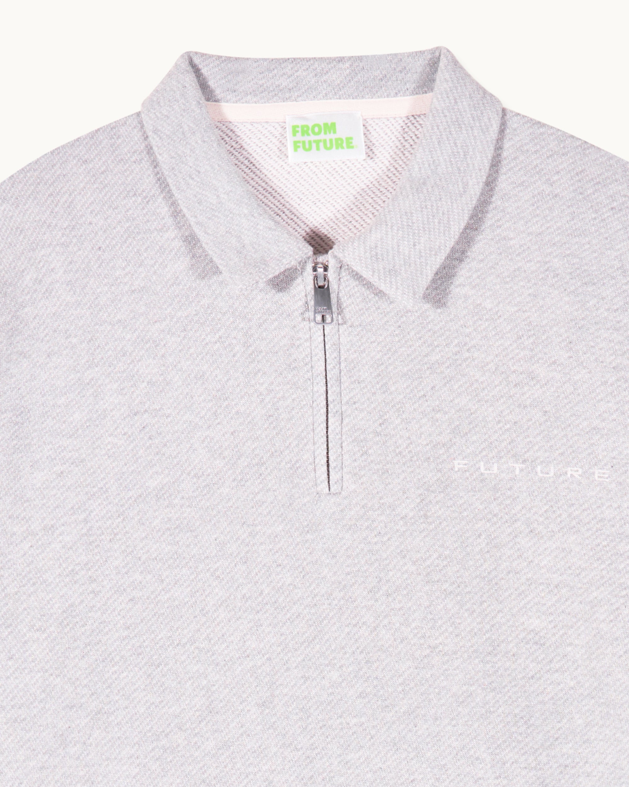 Sweatshirt à col polo - Gris Chiné Clair