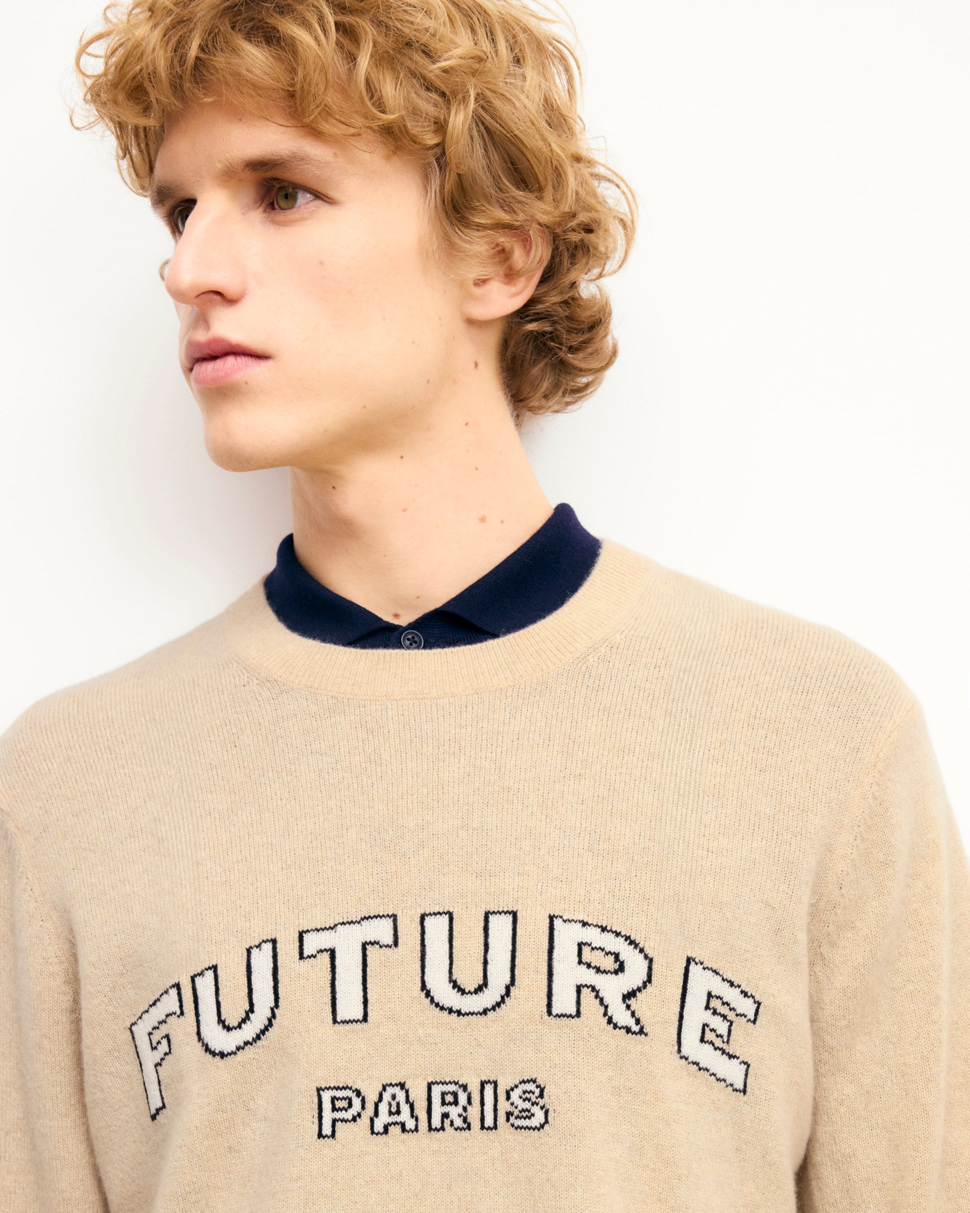 BEIGE CHINÉ / NEW / QTY : 126 / Pull Col Rond Future Paris - Beige Chiné