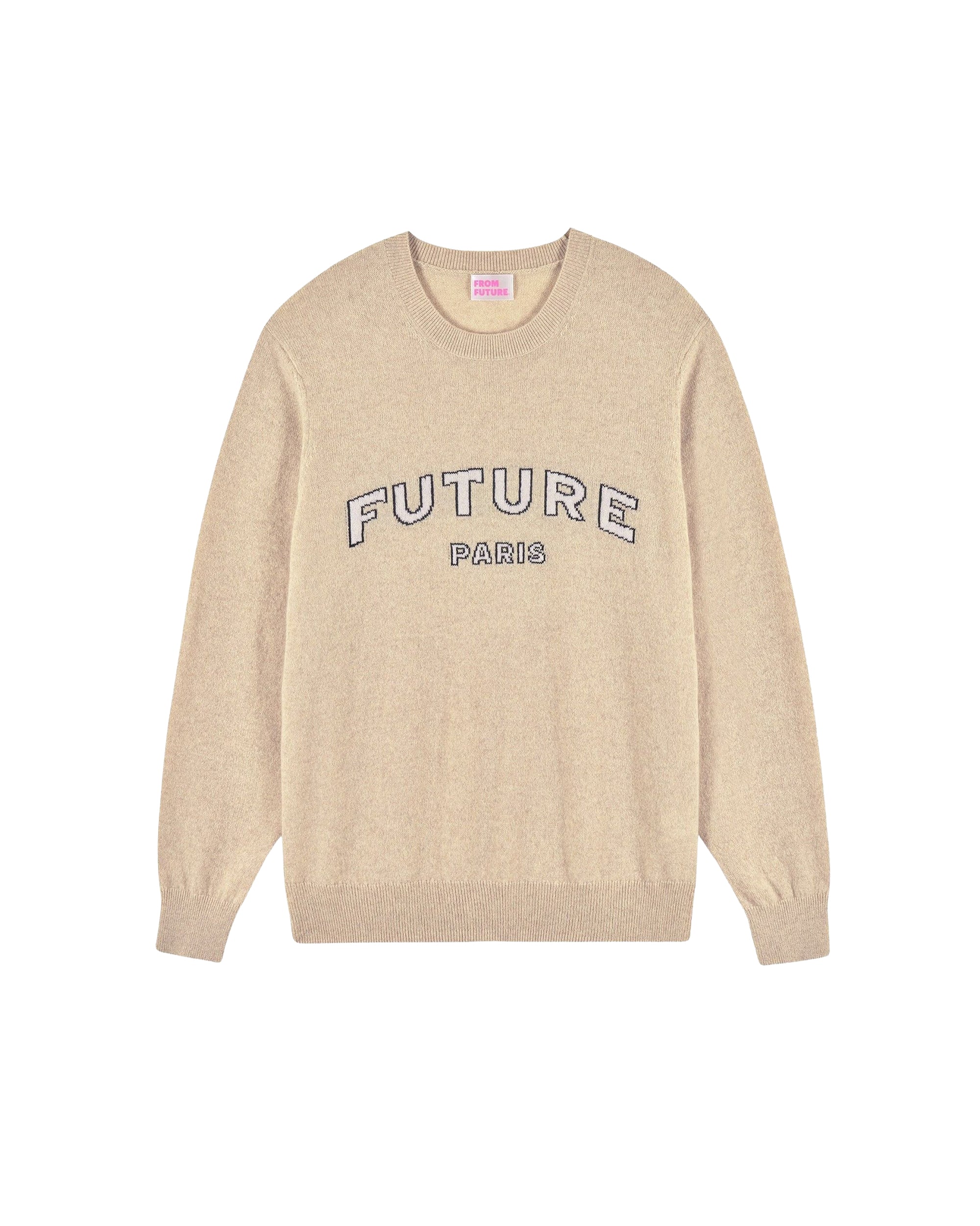 Pull à col rond Future Paris en cachemire - Beige Chiné