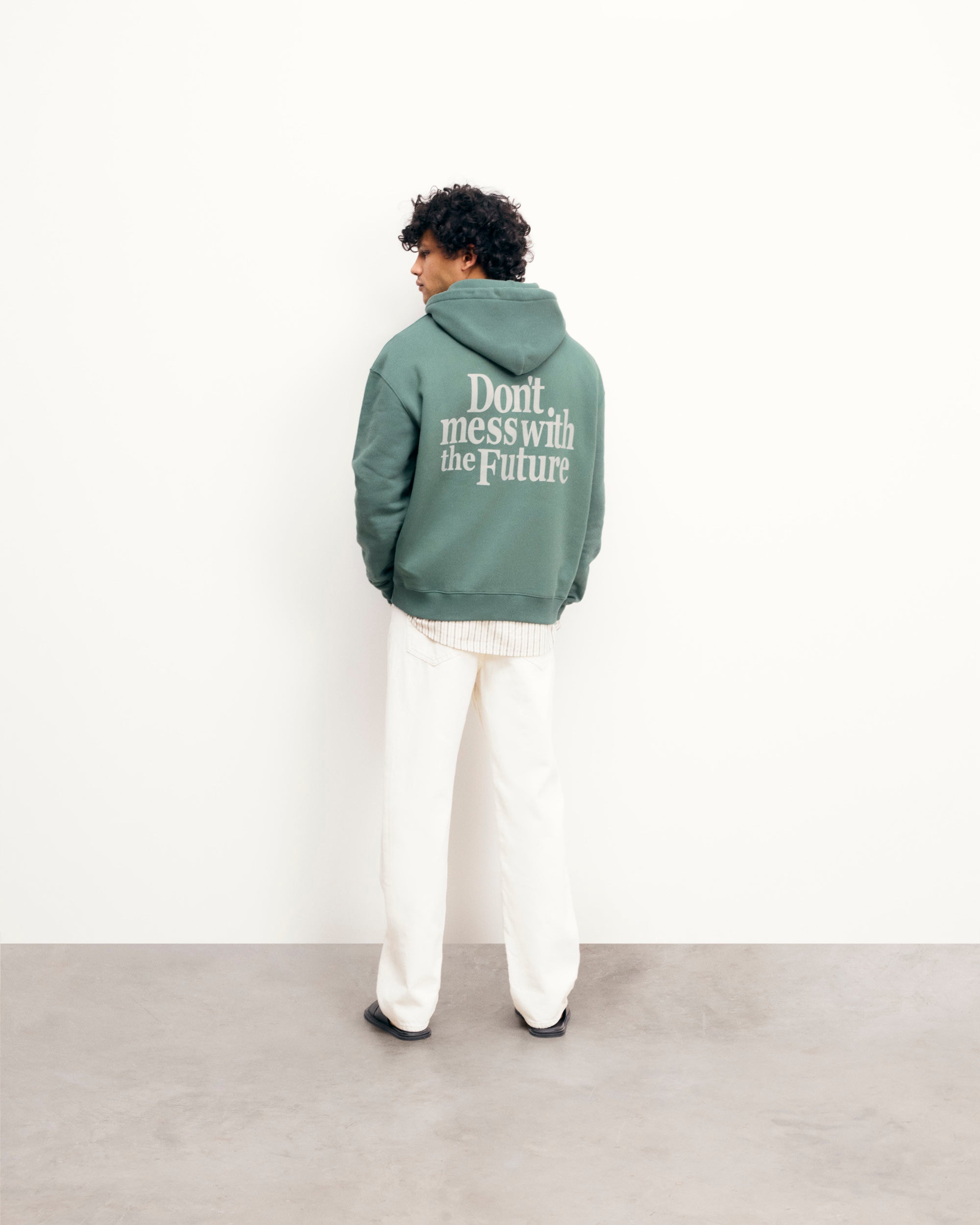 Hoodie Don't mess with the Future - Washed Green