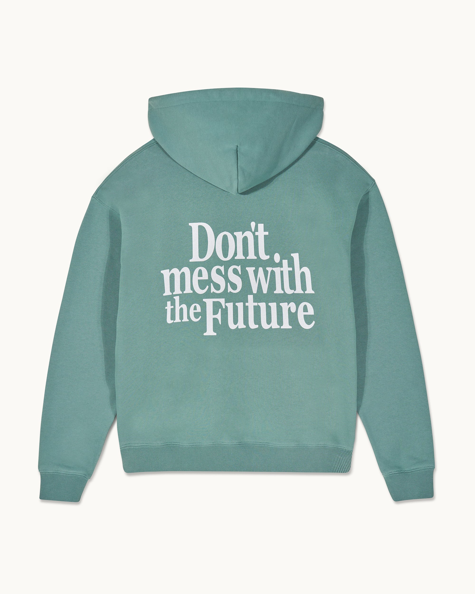 Hoodie Don't mess with the Future - Washed Green