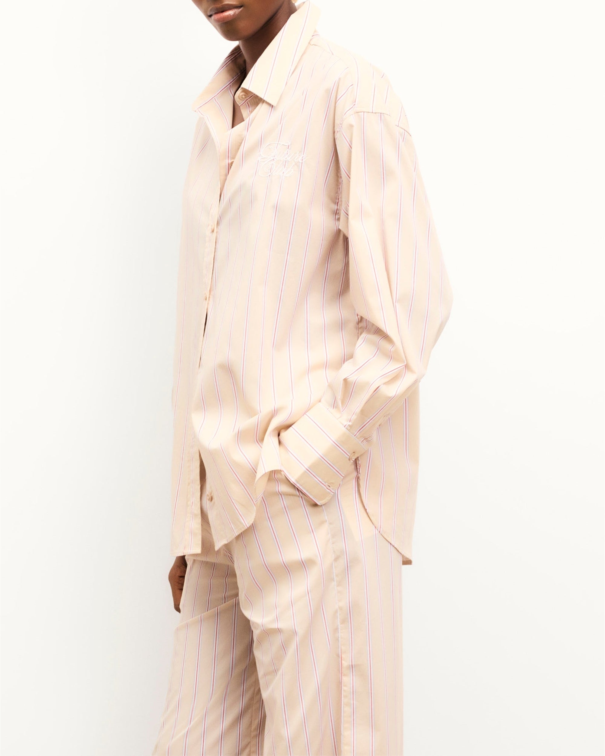 Chemise à manches longues - Rayures Beige