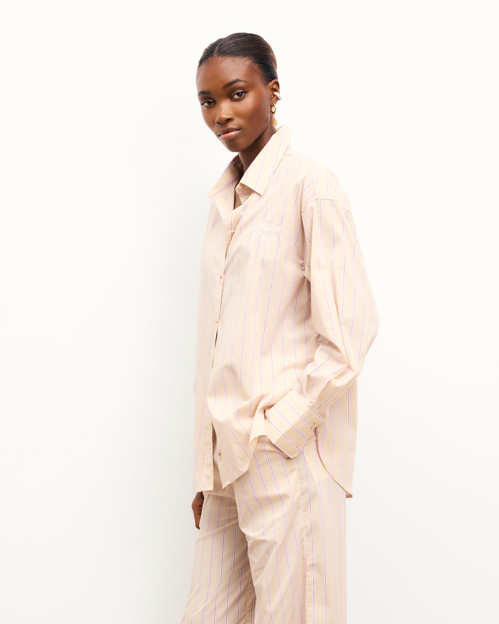 RAYURES BEIGE / NEW / QTY : 61 / Chemise Manches Longues - Rayures Beige