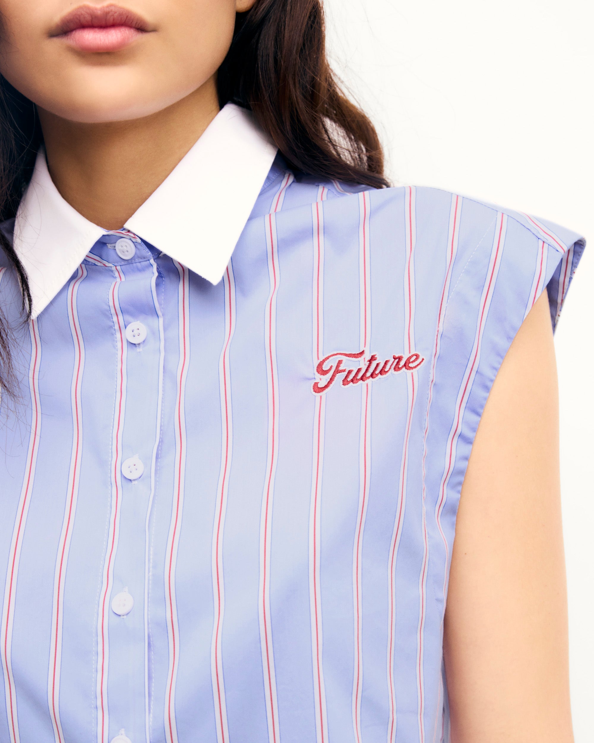 Chemise sans manches - Rayures Bleu & Rouge