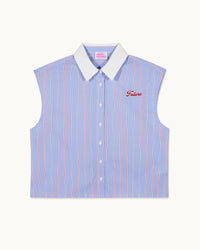 RAYURES BLEU / ROUGE / NEW / QTY : 50 / Chemise Sans Manches - Rayures Bleu / Rouge