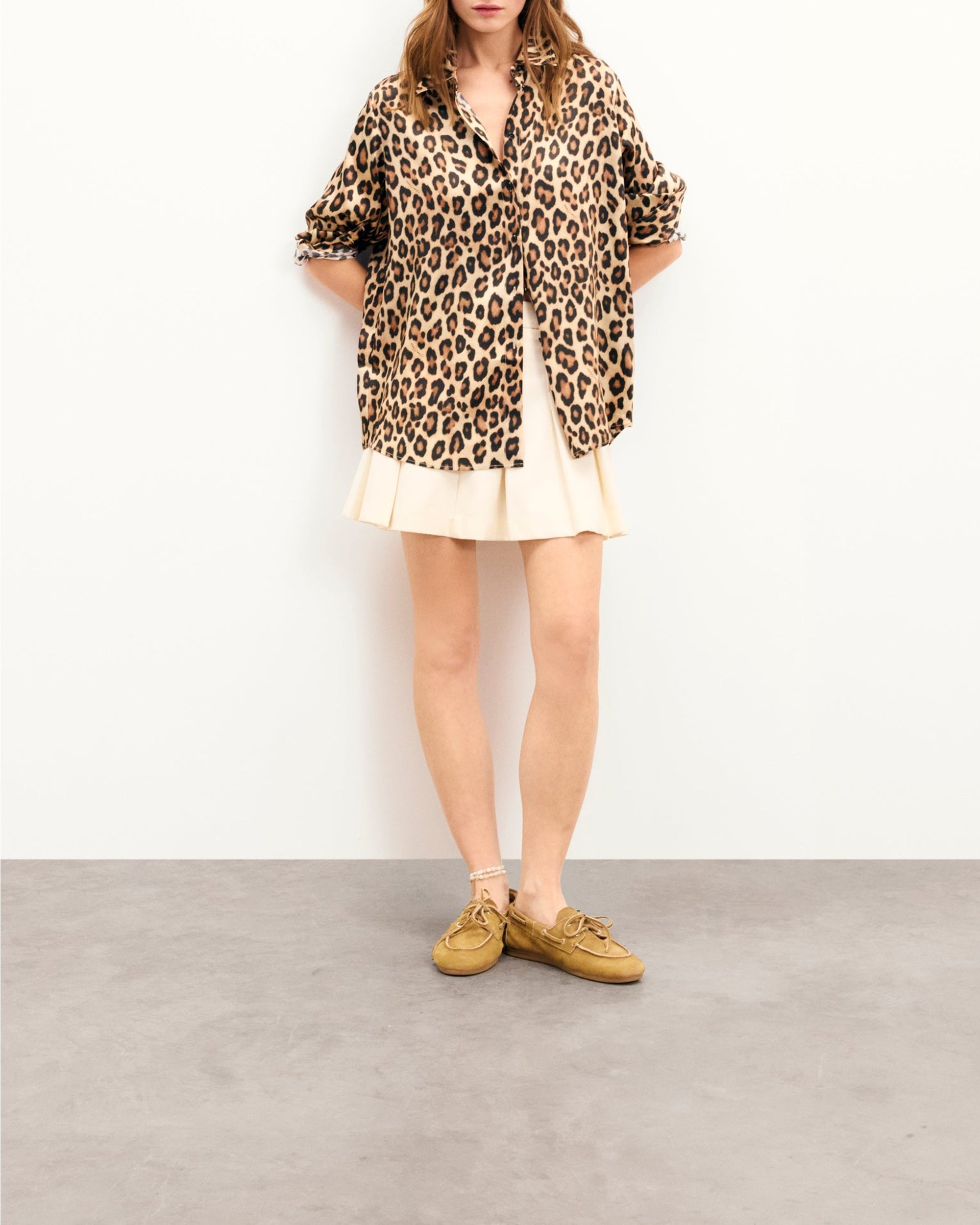 Chemise à manches longues Gaby en soie - Leopard
