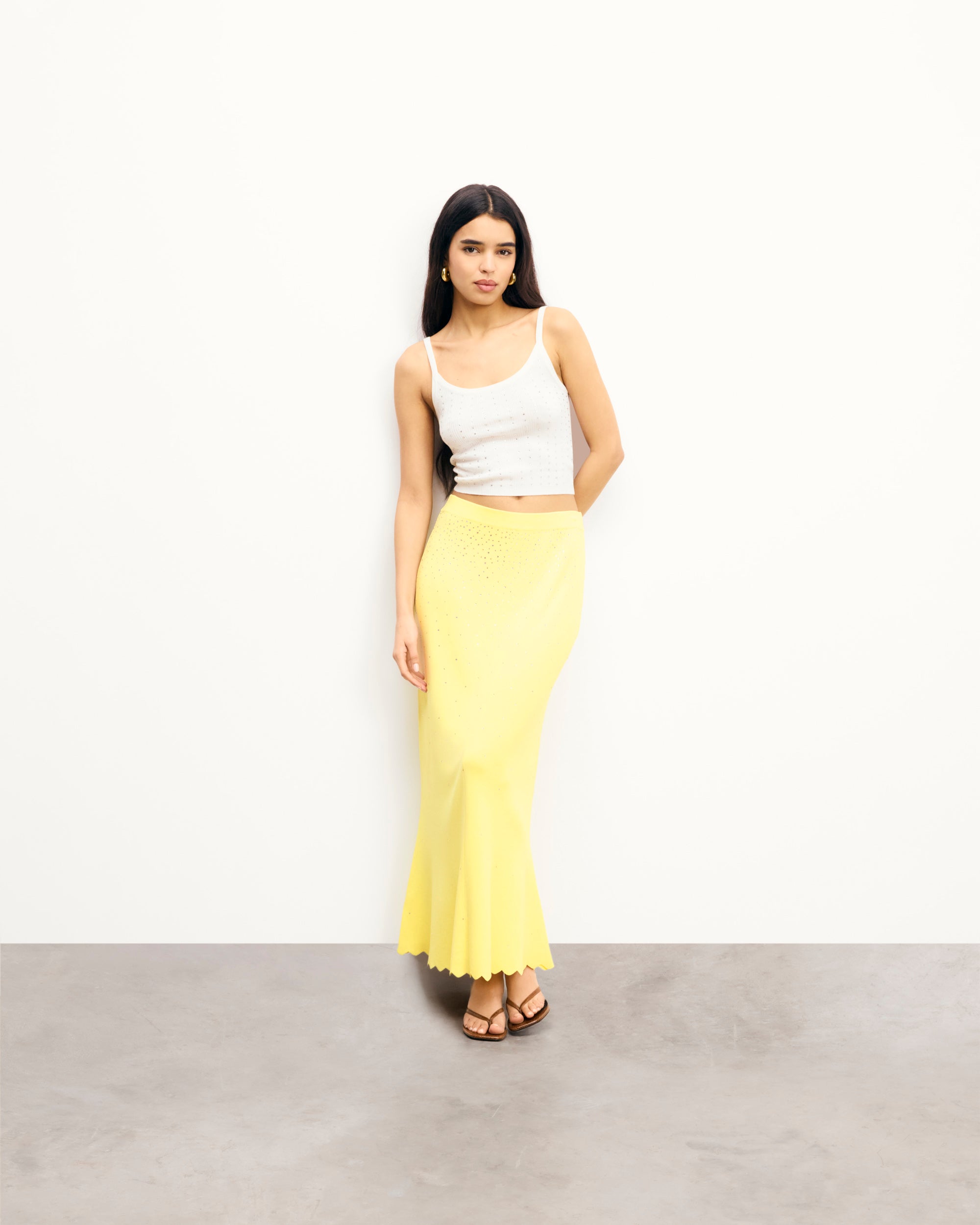 Y. ONLY PORTE / SKY YELLOW / NEW / QTY : 15 / Jupe Longue Strass - Sky Yellow