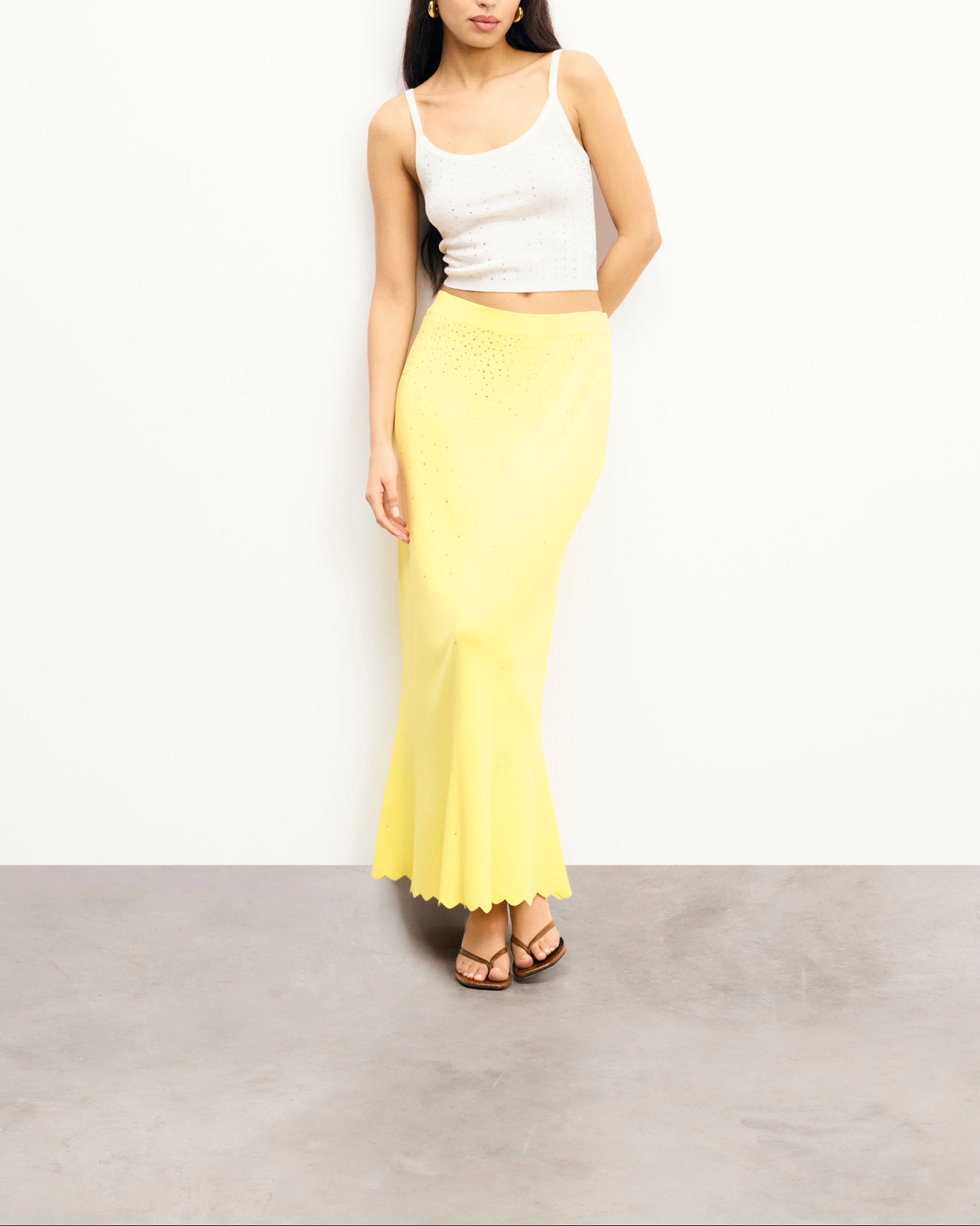 Jupe longue à strass - Sky Yellow