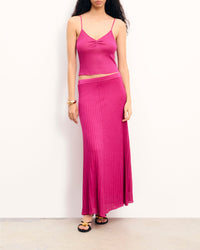 Jupe midi en lurex - Shiny Pink
