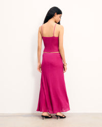 SHINY PINK / NEW / QTY : 48 / Jupe Mi Longue Lurex - Shiny Pink