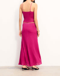 Jupe midi en lurex - Shiny Pink