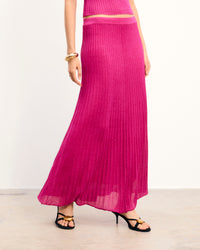 Jupe midi en lurex - Shiny Pink
