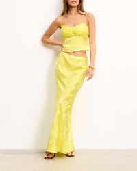 Jupe longue Rivka en soie - Sunset Yellow Jacquard
