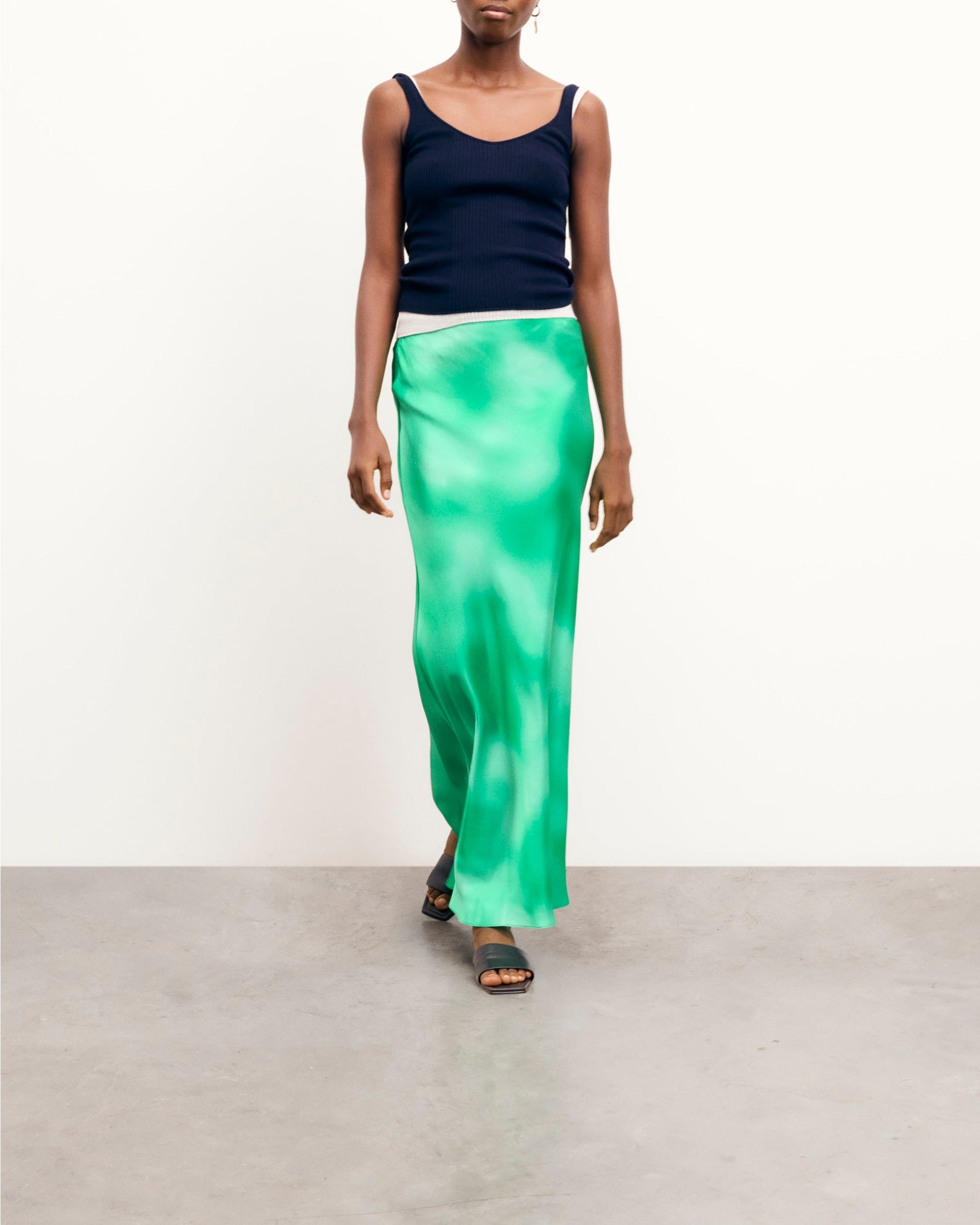Jupe longue Rivka en soie - Fuzzy Green