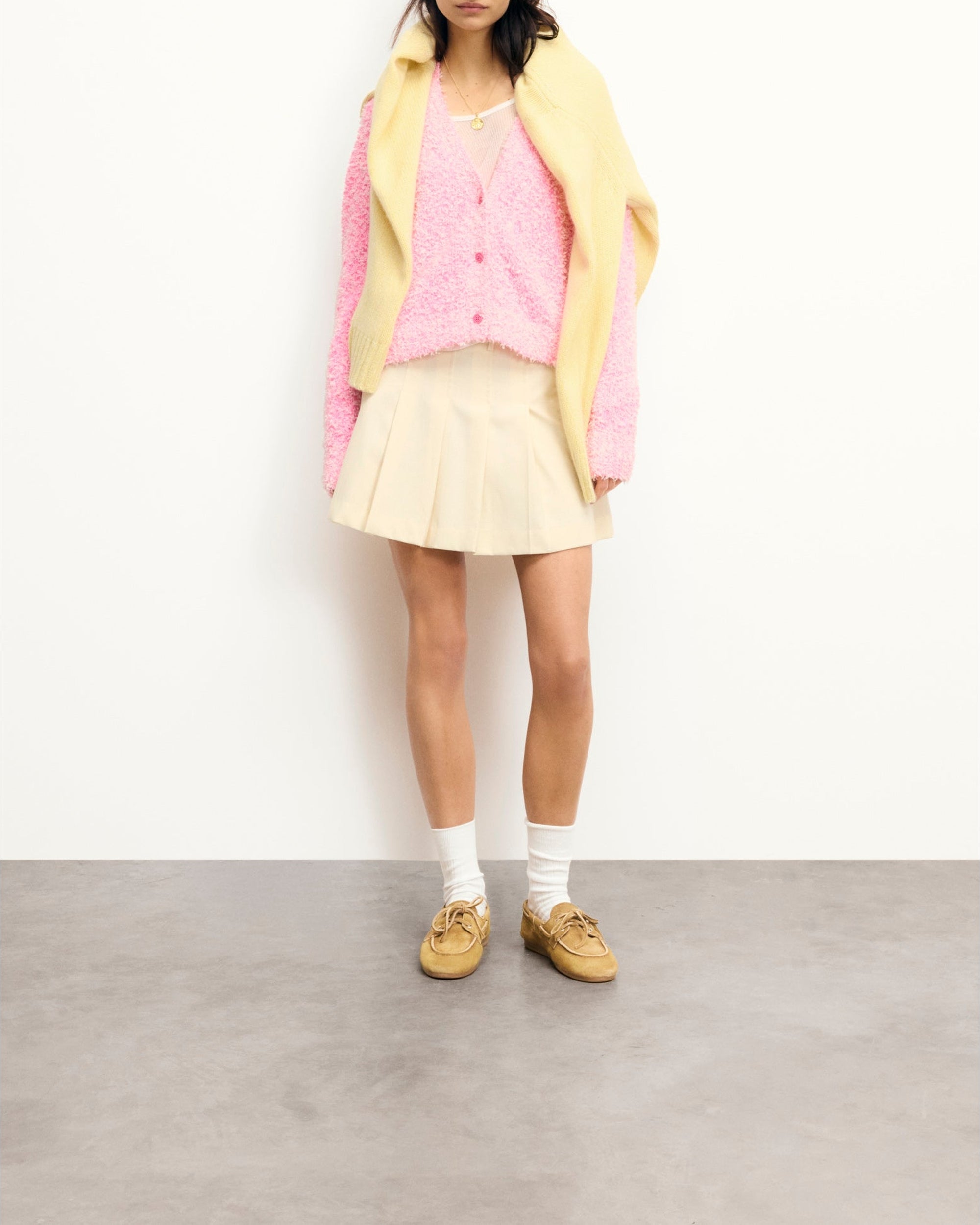 Cashmere blend cropped cardigan - Fantasy Pink