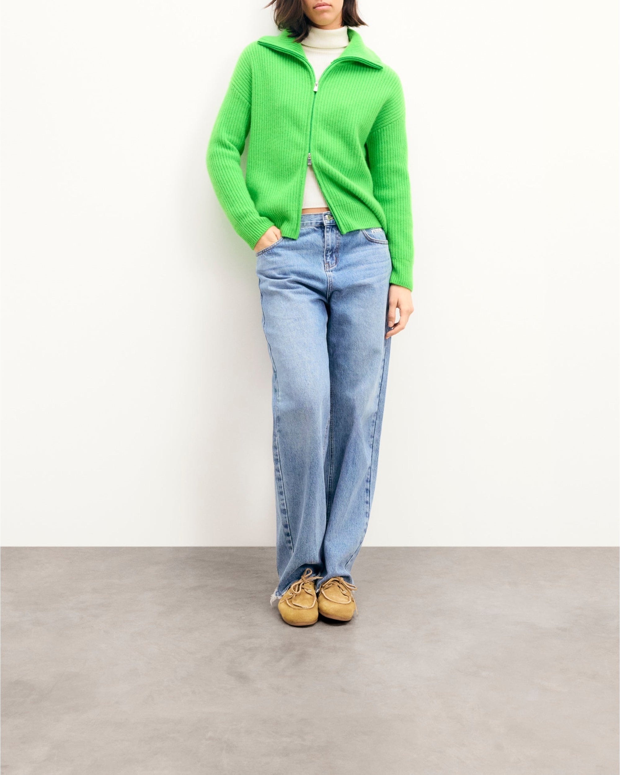 Gilet zippé en cachemire - Disco Green