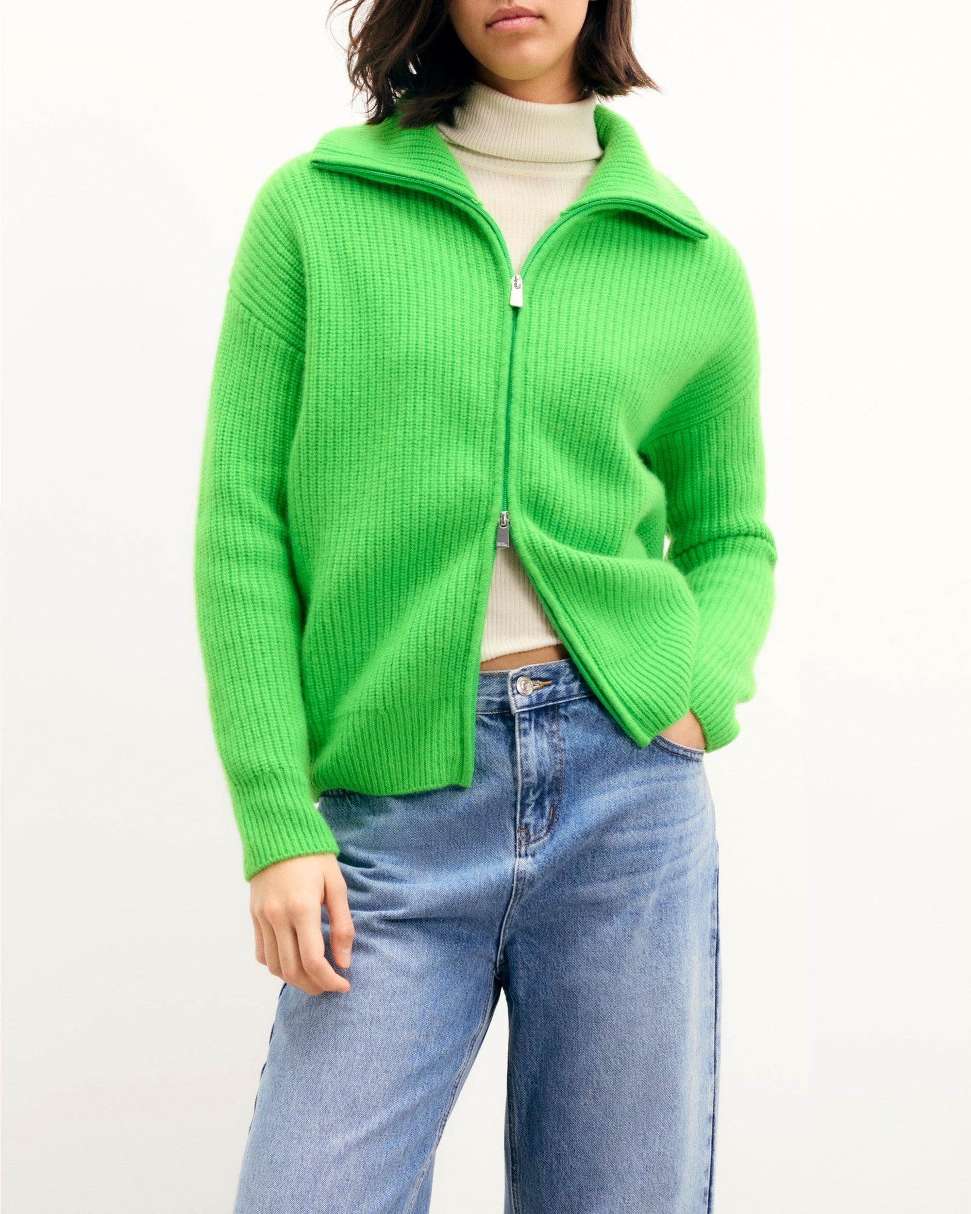 Gilet zippé en cachemire - Disco Green